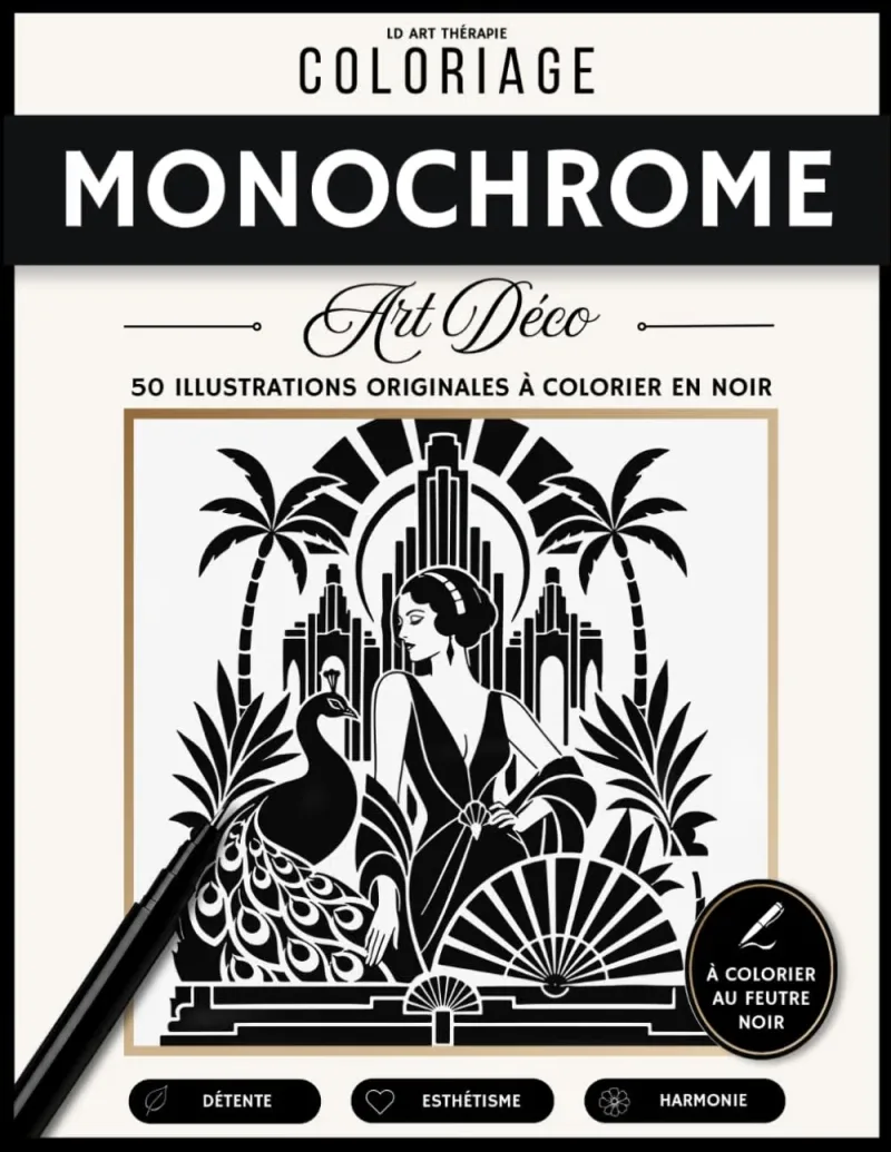 Couverture du livre Coloriage Monochrome Art Déco