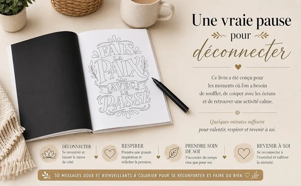 Coloriage Monochrome Réconfort : mise en scène du livre, visuel 3
